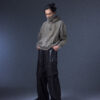 202504051001 Evolution – Membranous Wing Paneled Wide Denim(black/Leather Spliced)