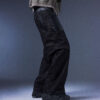 202504051140 Evolution – Membranous Wing Paneled Wide Denim(black/Leather Spliced)
