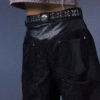202504051162 Evolution – Membranous Wing Paneled Wide Denim(black/Leather Spliced)