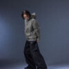 202504051834 Evolution – Membranous Wing Paneled Wide Denim(black/Leather Spliced)