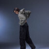 202504051846 Evolution – Membranous Wing Paneled Wide Denim(black/Leather Spliced)