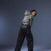 202504051862 Evolution – Membranous Wing Paneled Wide Denim(black/Leather Spliced)