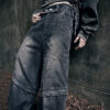 Evolution – Membranous Wing Paneled Wide Denim(black/Washed)